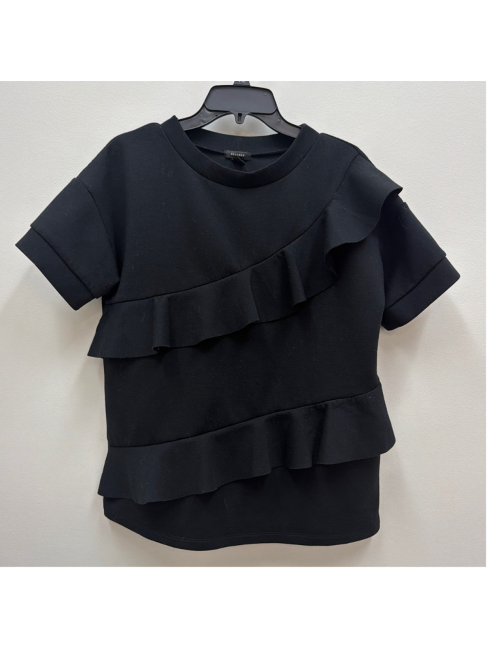 Halogen Ruffle Tiered Detail S/S Shirt in Black Sz Small!